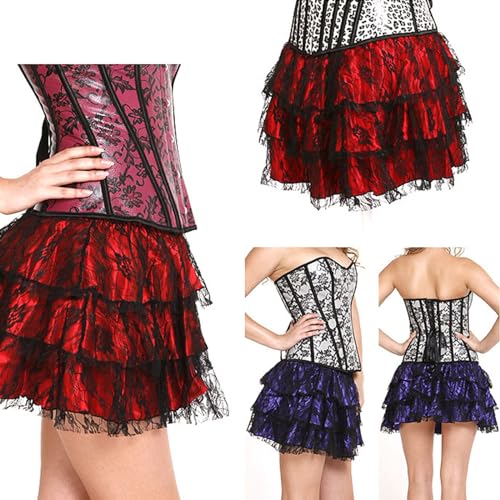 Women's Vintage Y2K Lace Mini Skirts Elastic Waist Ruffled Layered Skirt Patchwork Short Skirt for Casual Daily Dating3