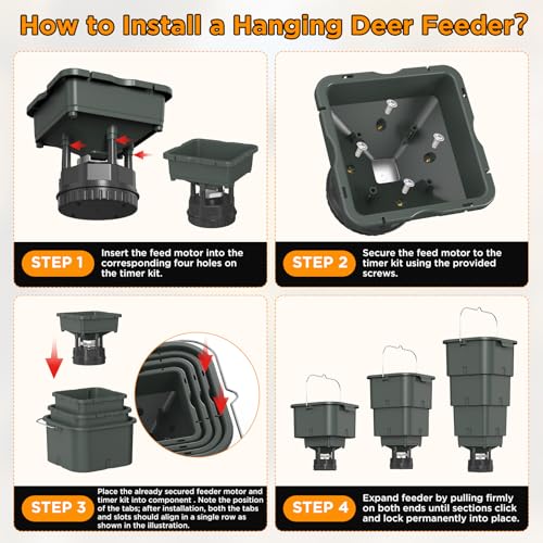 5 Gallon Hanging Deer Feeder, Automatic Game Feeder with Programmable Digital Timer (4 Feed Times), Easy Installation,Batteries Not Included - Thumbnail 5