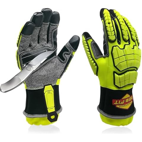 Intra-FIT Protective Gloves Cut Resistant Work Gloves, Oil & Gas Proof Gloves EN 388:3X44EP, Rescue Extrication Gloves Impact Protection Abrasion Puncture Tear Resistant Cover