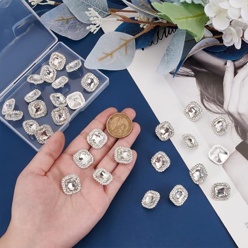 MAYJOYDIY 30 Pcs Square Rhinestone Crystal Buttons - Image 3
