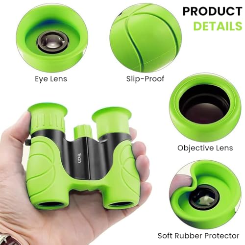 Image of ZORBES Kids Binoculars 8x21, High-Resolution 10X Outdoor Binoculars for Bird Watching, Camping, Hiking, and Educational Exploration, Birthday Christmas Gift for Kids