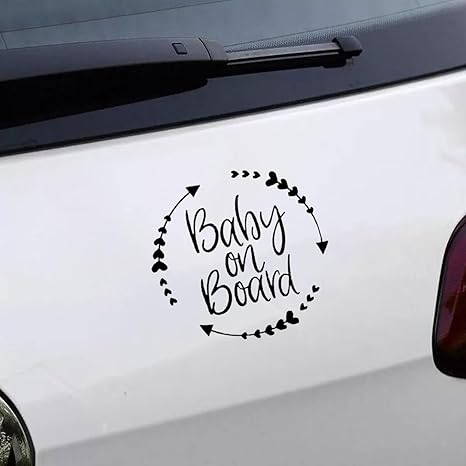 Baby on Board Sticker for Car, 5.16'' × 5.16'' Safety Warning Bumper Stickers, Removable Funny Baby on Board Signs for Car Truck Wall Laptop (Black)
