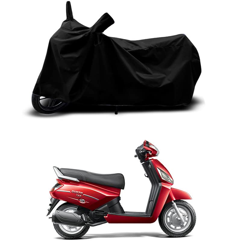 Image of 100% Scratchproof /UV-Rays /Heat Protection /Birds Dropping /Water Resistant /Dust Proof /Waterproof /Full Bike Scooty Two Wheeler Body Cover Compatible for Gusto 125 VX All Varients[Black]
