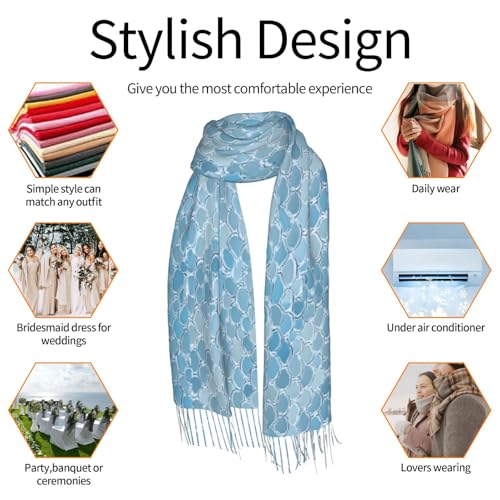 (Gold Mermaid Scale) Personalized Fall Winter Long Fringed Scarf Shawl Wraps for Travel Wedding Holiday Party Decor4