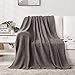 Longhui bedding Grey Knitted Throw Blanket for Couch, Soft, Cozy Machine Washable 100% Cotton Sofa Knit Blankets, Heavy 3.0lb Weight, 51 x 63 Inches, Gray and White Color,Laundry Bag Included