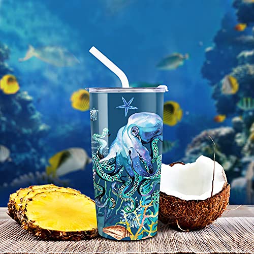NymphFable 20oz Oceano Pulpo Taza Termo Cafe para Llevar Taza Termica Acero Inoxidable Taza Personalizada - Imagen 8