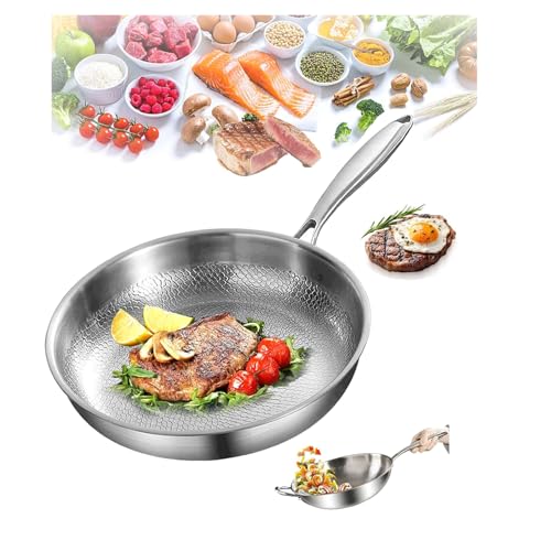 Titan-Pfanne Pro mit Deckel, 26 cm, Antihaftbeschichtet, Multifunktional, Gehämmerte Titan-Pfanne, Kratzfest, Kompatibel mit allen Herdarten zum Kochen