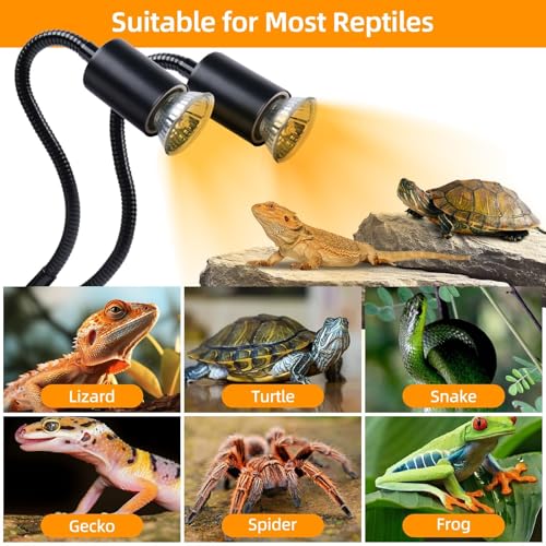 Image of Turtle Basking Light (Cycle Timer), Tortoise Lamp UVA UVB Heat Bulbs -2 Pack 50W+ 2 Pack 25W, 360Rotatable Turtle UVA /UVB Basking Heat Light Bulb for Lizard, Beared Dragon