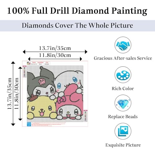 Image of JAKI Diamond Art Painting Kits for Adults-Cartoon Diamond Art for Adults,Full Drill Diamond Art Kits for Gift Home Wall Decor(14x14inch)