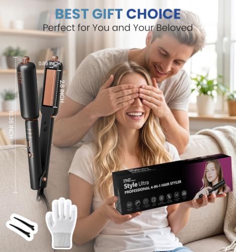 FMZ Flat Iron Hair Straightener Titanium Ceramic Straighteners for Women Rotating 4 in 1 - image 9