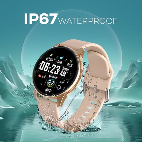 Image of GameSir Active 5 MAX Round Smart Watch HD Display 1.3 inch Screen IP68 Waterproof, Sunlight Resistance Bluetooth Calling, Multi Features Round Dial Wireless Charging Smart Watch for Men & Women (Pink)