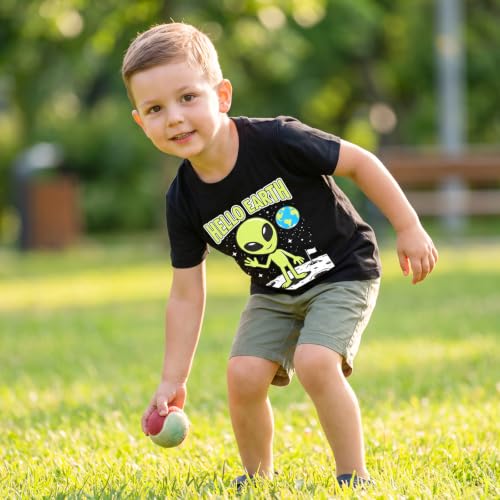 Image of DEEKEY Toddler Boys Shirts Short-Sleeve Little Kids t Shirts Boys' Tops, Tees & Shirts Graphic TEE Age for 2-7 Years 4-Pack