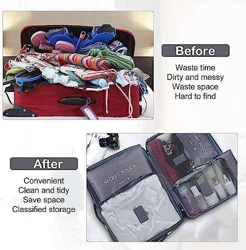 Image of Travel Organizer Pouch Set of 6, Space Saver Packing Cubes for Suitcase, Clothes, Underwear, Socks and Shoes (GREY)