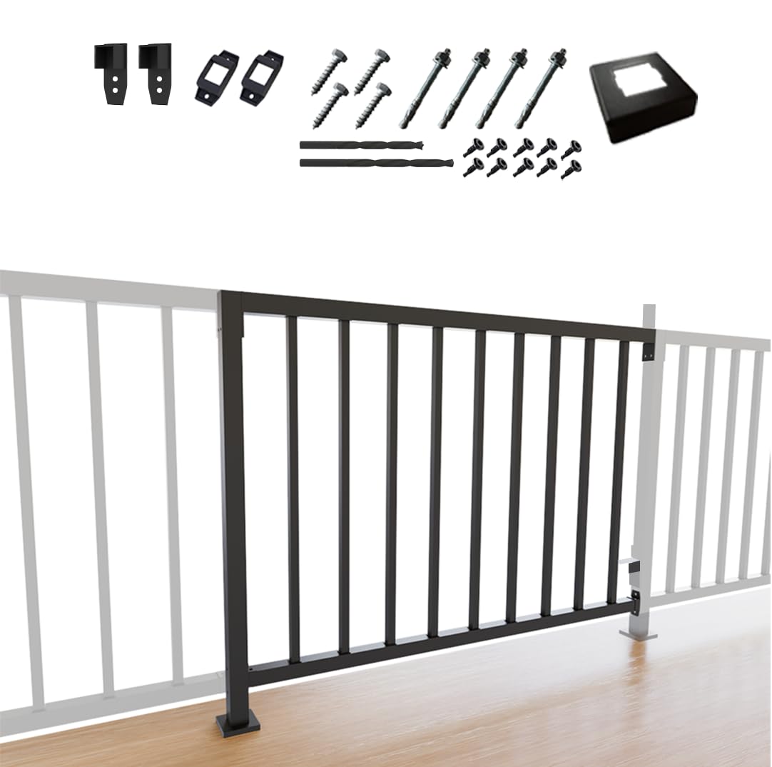 CR Fence & Rail V3 Vertical Guard Rail Kit, 4.5'W x 36" H DIY Railing Balusters Set w/Middle Post, Brackets Included, for Deck, Porch, Patio & Balcony, Requires 2 End Posts