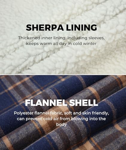 Image of ZITY Men's Flannel Hooded Jacket Fleece Sherpa Lined Plaid Shirts Jackets Zip Up Sweatshirt Hoodies for Men with 4 Pockets