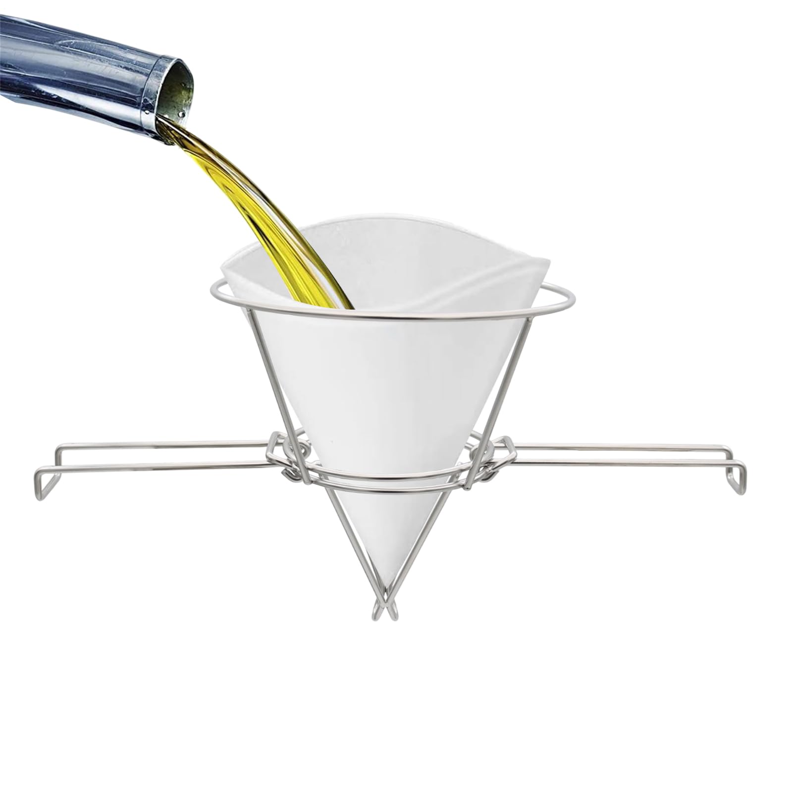 Support de filtre en forme de cône de sirop d'érable - Support de filtre en acier inoxydable avec bras pliables pour cuisine, maison, hôtel