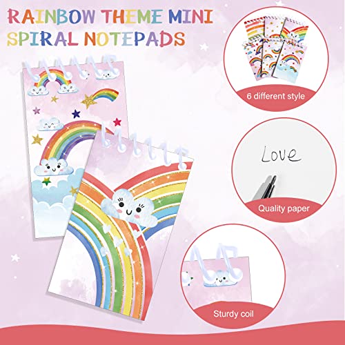 Lot de 24 mini carnets à spirales arc-en-ciel imperméables pour note de bureau - 3