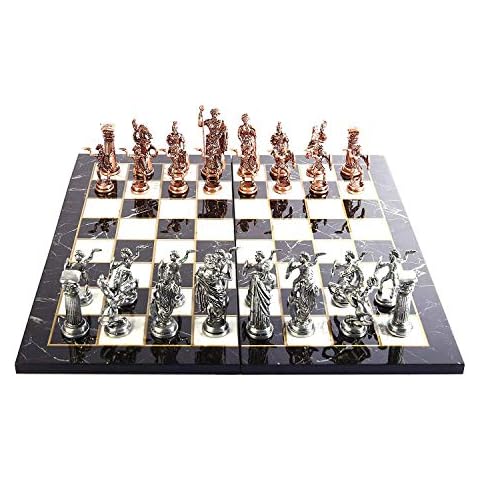 Juego de ajedrez de metal con figuras de roma de cobre antiguo histórico Cover