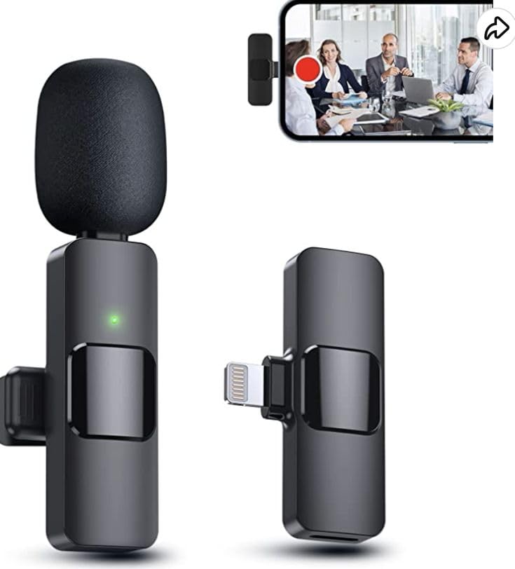 Image of Wireless Microphone 2-in-1 Lavalier Mic with Receiver for iPhone /Android Type-C Plug & Play Clip-On Mini Microphone for YouTube Vlogging, Zoom (K8-Mic)