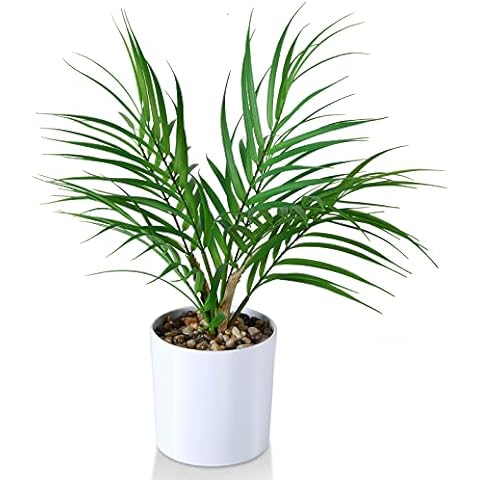Kazeila Mini Potted Fake Plants,40cm Artificial Areca Palm for Home Office Hotel Bookstore Cafe Modern Decoration Cover