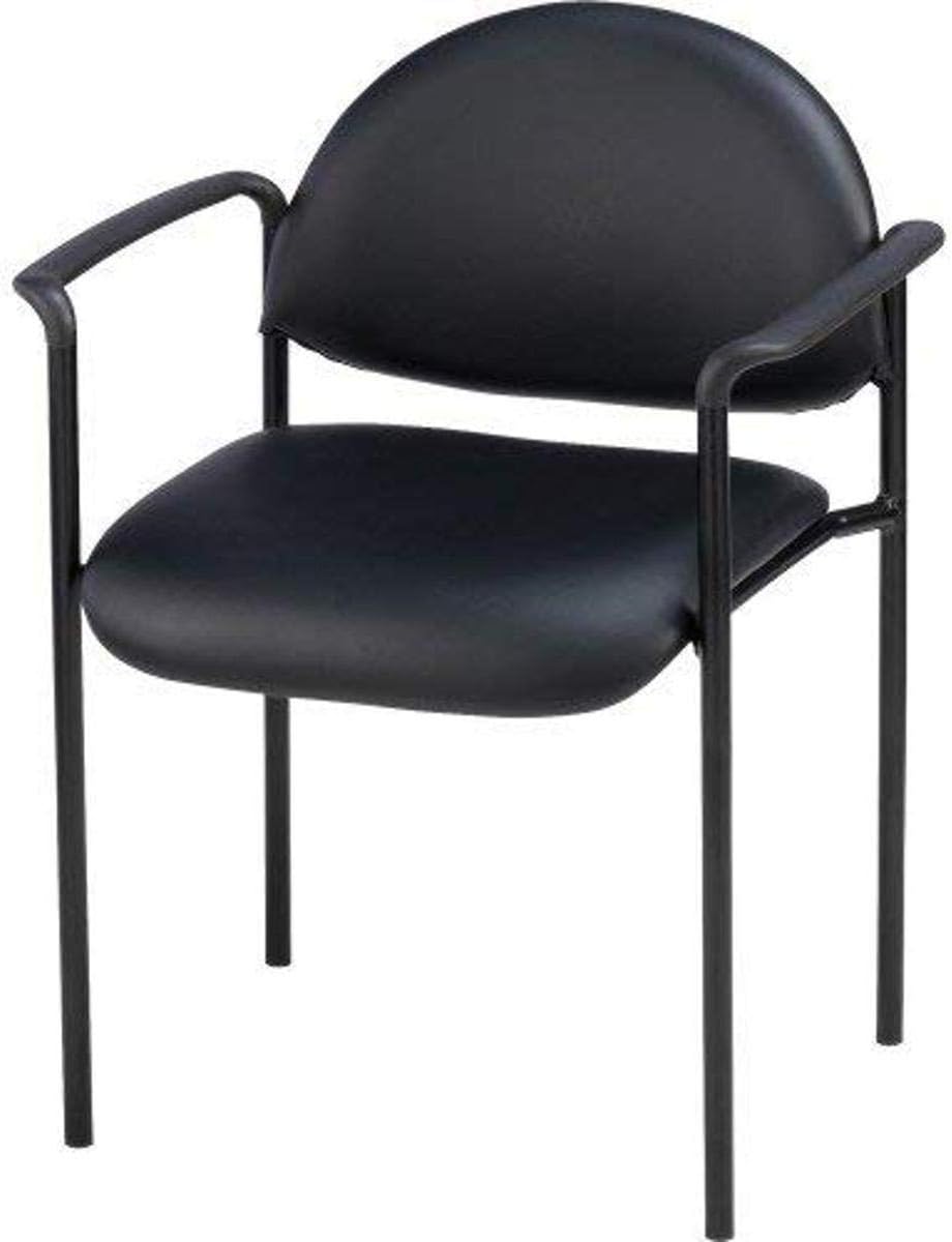Lorell Reception Guest Chair, Black Vinyl