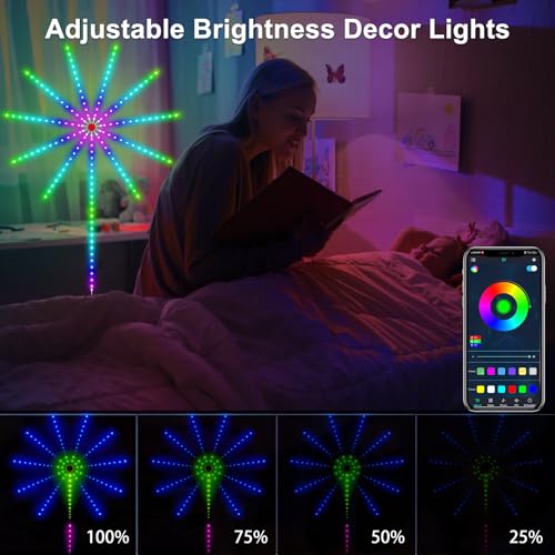 Image of Firework LED Lights, Smart RGB Dream Color LED Lights for Bedroom LED Strip Lights with Remote App Control, Color Changing Music Sound Sync Light for Bedroom,Christmas, Indoor Party