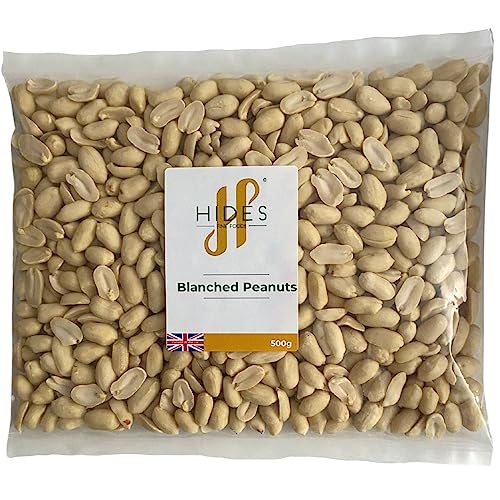 Hides Fine Foods - Blanched Peanuts - 500g - GMO - Free - Suitable for Vegetarians - Cooking - Salads - Snacking - Desserts - Cakes - Cookies - Breakfast - Trail Mix