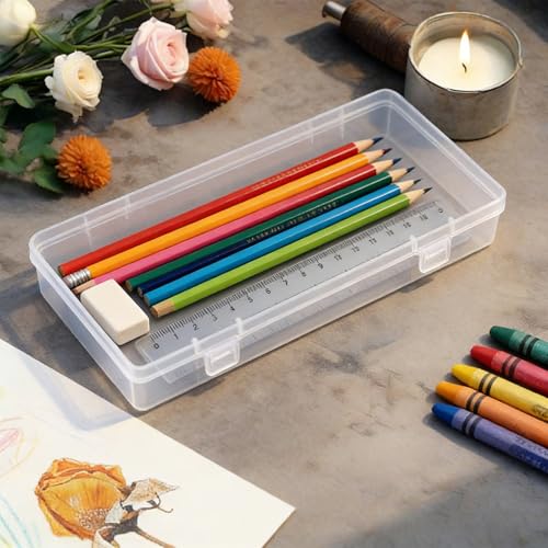 Image of 6 Pcs Clear Plastic Storage Containers Box, Small Rectangle Organizer with Hinged Lid, Small Plastic Case for Collecting Business Cards, Accessories, Crafts, Beads, Jewelry, Screws (clear(B))