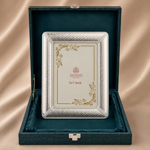 Image of Elegant Silver Photo Frame with Textured Border | Premium Decorative Picture Frame for Tabletop & Wall Display | Home Decor Frame for Living Room, Bedroom, Office | Ideal Gift for Photos & Memories