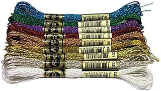 12 Skeins Colorful Gradient Embroidery Floss Embroidery Threads Glitter Embroidery Floss Cross Stitch Thread Gold and Silver Polyester Thread for Embroidery Thread Crafts, Multicolou, ST-217
