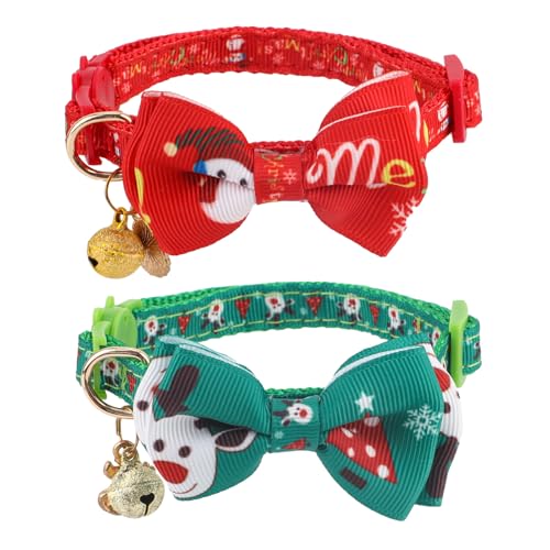 2pz Collari per Gatti di Natale, Collari per Gatti Regolabili con Campanelli Collari per Gatti di Natale Graziosi Collari per Gatti per Le Feste Accessori di Natale per Gatti e Cani