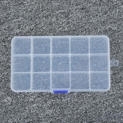 ZWEquipint Caja organizadora de joyas con compartimentos de plástico con separadores ajustables para aretes, anillos, cuentas y mini artículos (15 compartimentos)