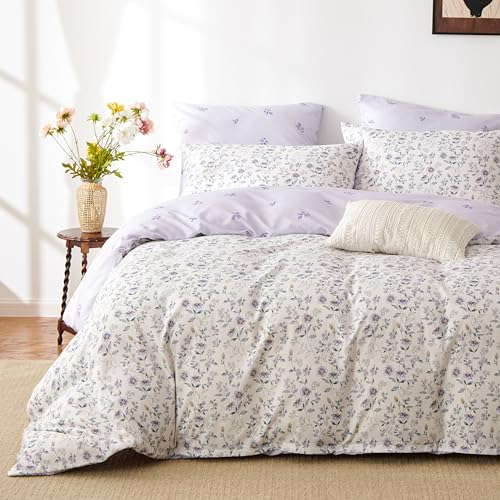 Freyamy Blumen Weiß Bettwäsche 135x200 2tlg,Modern Botanisches Aesthetic...