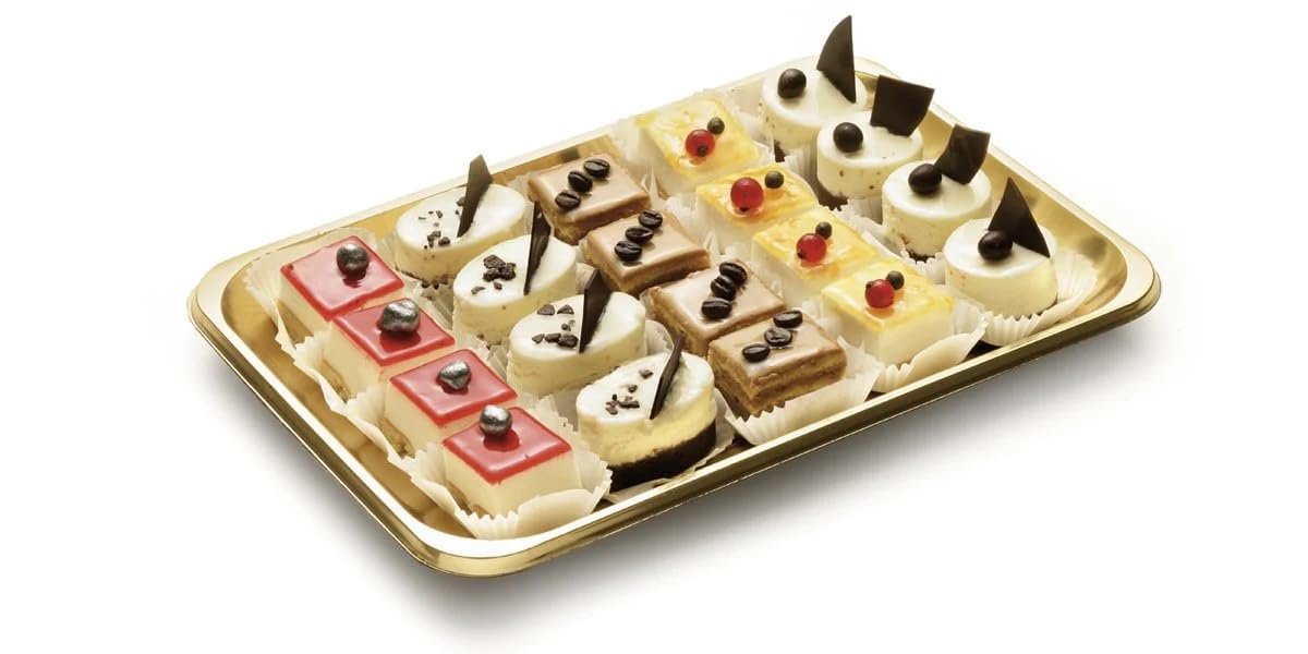 Vassoi Per Dolci Colore Oro Vassoi In PET Vassoi Per Pasticceria 29X21X2 Cm (100)