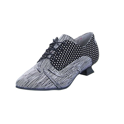 Simen Damen Pumps 0887A Hochfrontpumps Schnürer Leder Schwarz...