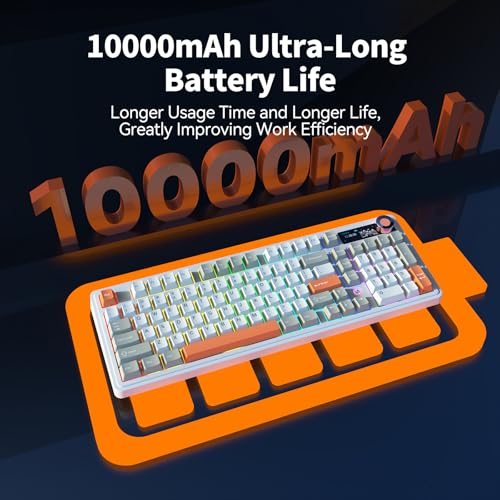 Image of Ajazz AK980 V2 Wireless Mechanical Gaming Keyboard,Tri-Mode BT5.0 /2.4GHz /USB-C 10000mAh Battery Hot Swappable RGB Backlit Computer Gaming Keyboards for PC /Tablet /PS /Xbox
