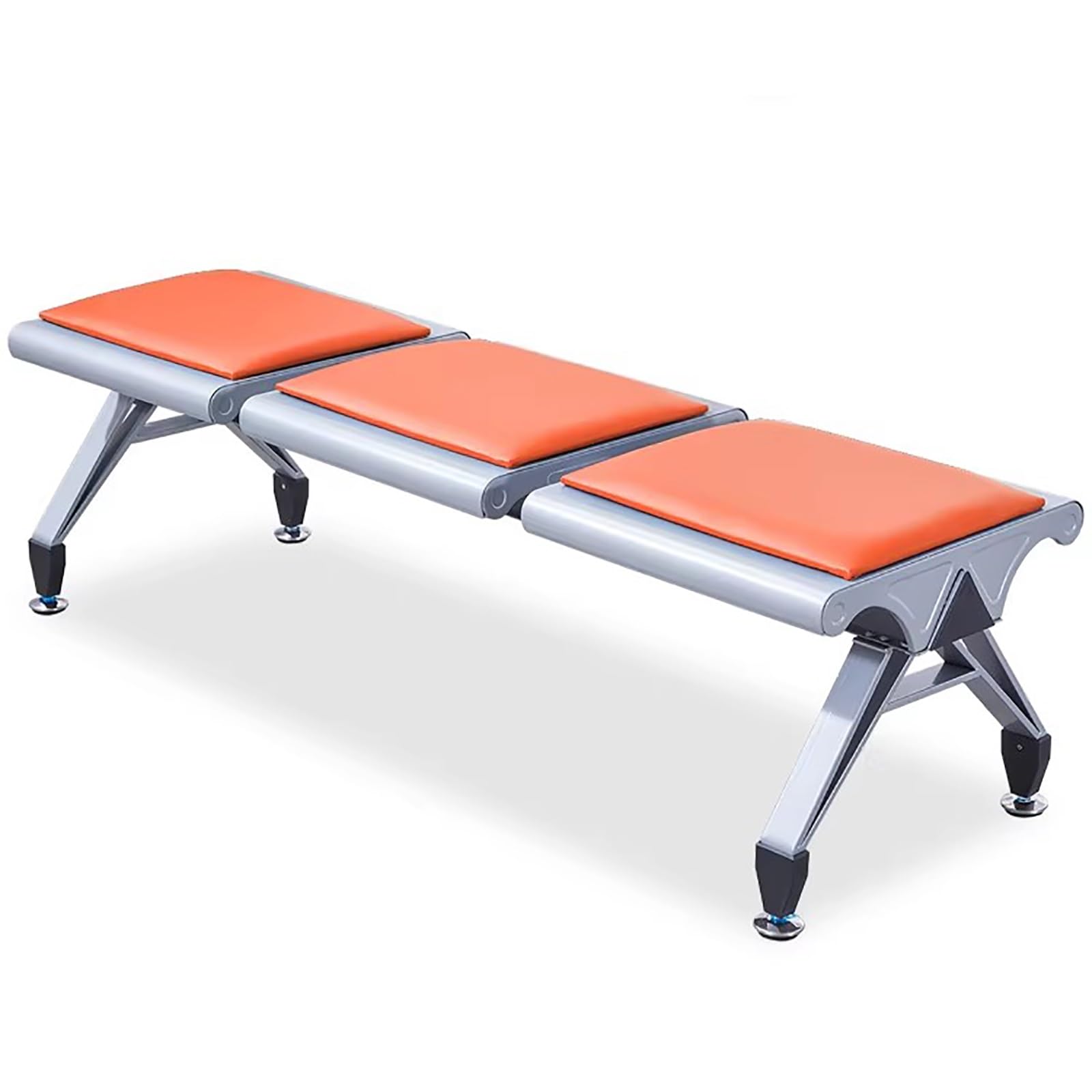 SGKOMN PU Leather Waiting Room Bench - Comfortable Office Guest Seating for Clinics, Airports, Banks & Hospitals - Durable Reception Chair for Visitors, Orange-160 * 50 * 41cm/63 * 20 * 16in