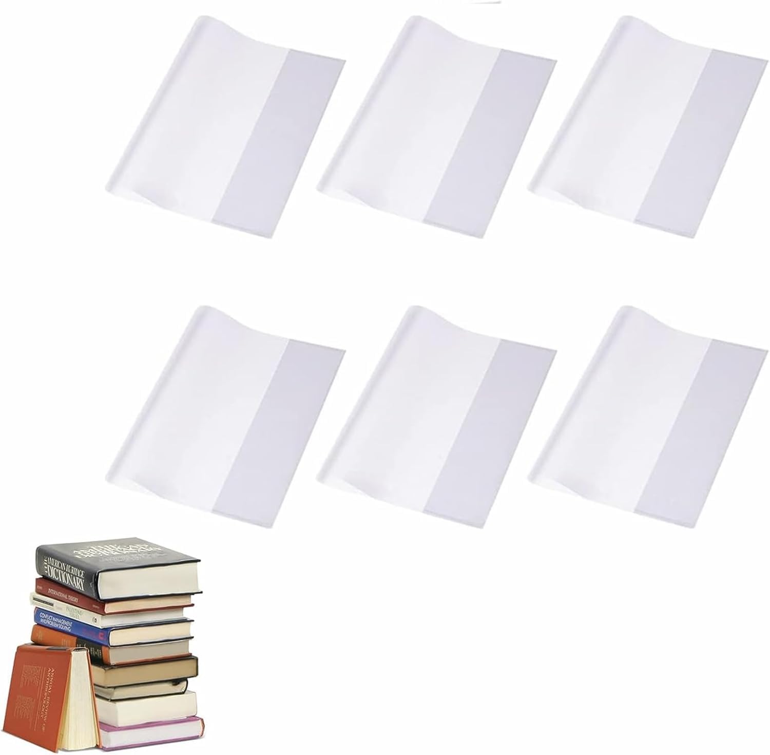 Clear Exercise Book Covers, Transparent Book Cover, Waterproof Ripstop PVC Protectors Sleeve, for School Home Office, 6 Pieces, 26,3 cm x 19,5 cm
