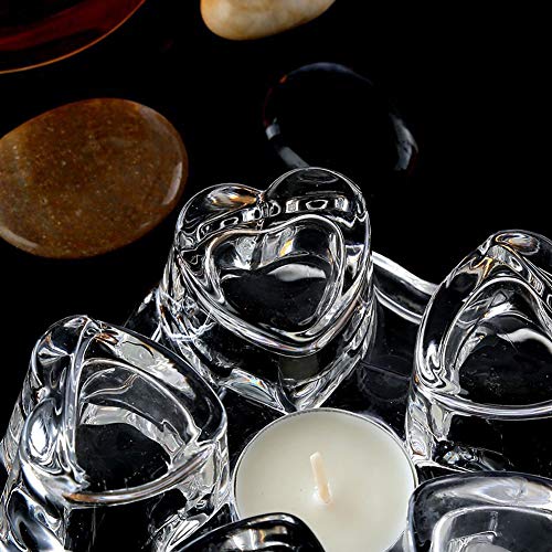 Image of Teapot Warmer Crystal Glass Heart Shape Heating Base Tea Set Accessories