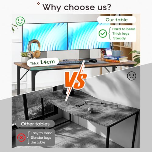 Image of BestOffice Computer Desk,Home Office Desk, Modern Simple Style for Home Office Study Writing (Vintage, 47 Inch)