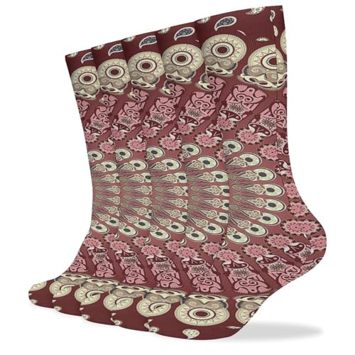 LMXFCSR Boho Breathable Athletic Crew Socks 5 Pairs - Moisture Wicking Lightweight Socks for Men And Women, Comfortable Everyday Casual Socks for Home, Office, All Seasons