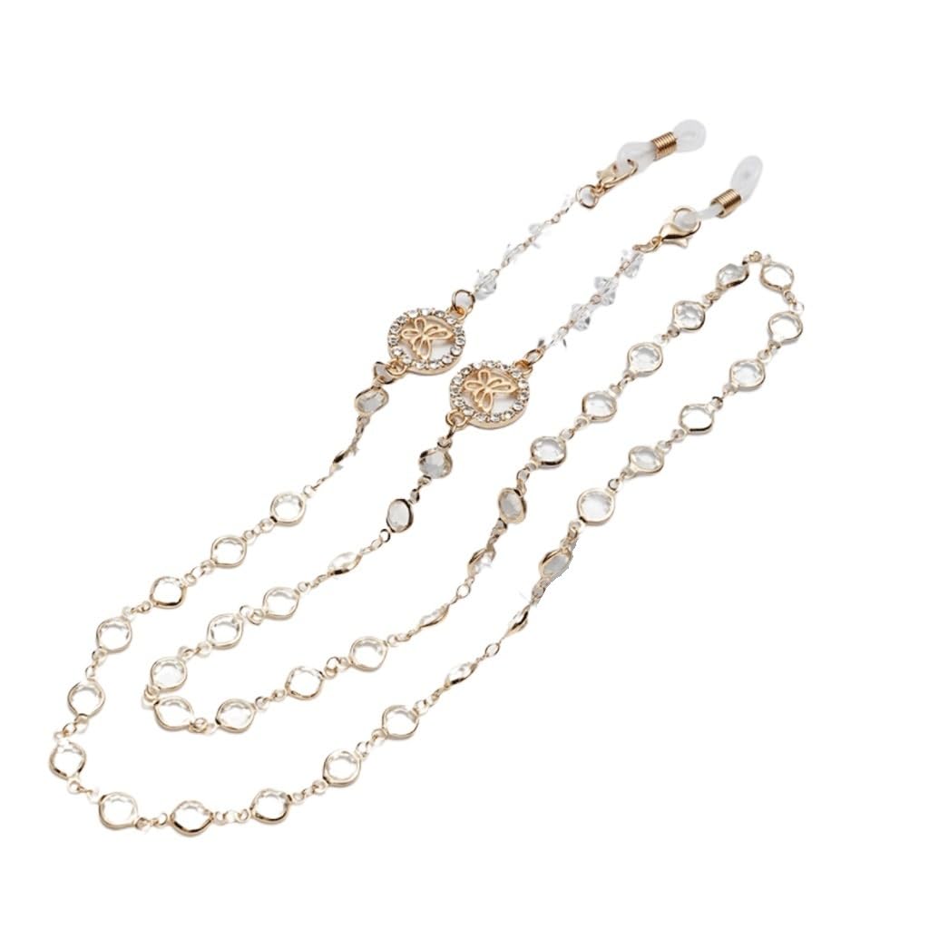 Catena for Occhiali da Donna Elegante Perla con Perline di Cristallo Occhiali da Sole Cordino for Collo Cordino for Occhiali Regalo for Gioielli(Blue,White)