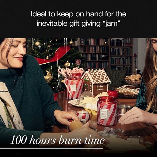 Image of Voluspa Crushed Candy Cane, Large Candle Jar, 18 oz, 100 Hour Burn Time, Coconut Wax for Clean Burning, Handcrafted in the USA