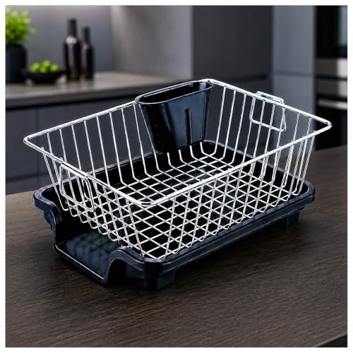 Image of Eightiz Basket Drainer Dish for Kitchen Sink, Multipurpose Plastic Drain Basket with Water Drain Holes, Space Saving Fruit, Vegetable Garden & Utensil Washing Basket for(Stainless Steel)