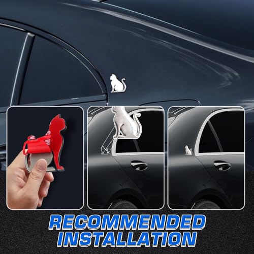 Image of Juren 3D Metal Car Sticker - Metal Cat Adhesive Badge Emblem for Universal Cars, Moto Bikes & Decoration (Silver)