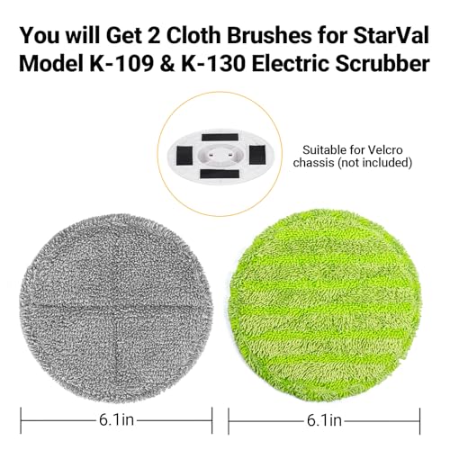 Image of 3Pcs Replaceable Coarse Cloth Cleaning Brush Heads Set for Electric Spin Scrubber Model K-109 K-130, Cordless Shower Scrubber for Cleaning Glass /Windows /Cars