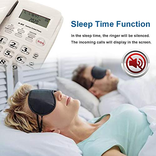 Corded Phone With Caller Id, Hepester P-50 Wired Landline Phone For Home Elderly Phone With Big Button Amplified Speakerphone For Seniors Amplified Telephone Sos Emergency Speed Dial (White) #TOP5