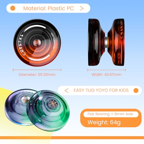 Image of MAGICYOYO K2 Responsive Yoyo for Kids Beginners Yo-Yo with 2 Yo yo Gloves, 1 Blue Sack, 1 Red Sack, 12 Yo-yo Strings (Crystal Black Orange + Black Green)