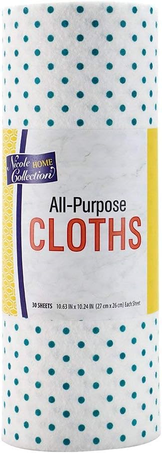 Nicole Home Collection Eco Friendly Reusable Cleaning Cloths, Reusable Paper Towel Cloth, 30 Sheets, All Purpose Clothe, Biodegradable