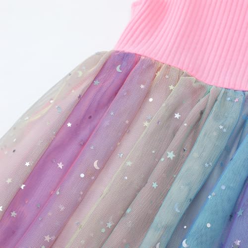 Image of HILEELANG Little Flower Girl Tulle Tutu Dress Easter Cotton Ribbed Birthday Wedding Party Princess Dresses